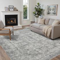 Tapete Area Rugxara cinza lavável 150x210 cm de lã sintética antiderrapante