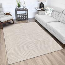 Tapete Area SHACOS Soft Cozy Fluffy Geometric High-Low Arch Bege