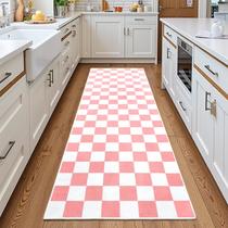 Tapete Area Terrug rosa e branco quadriculado 2x6 Runner Kitchen Tapete Area Terrug rosa e branco quadriculado 2x6 Runner Kitchen