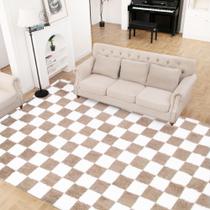Tapete Area TOOHUB Super Soft 240x300cm bege branco xadrez Tapete Area TOOHUB Super Soft 240x300cm bege branco xadrez