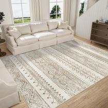 Tapete Area Tosuoka, grande, lavável, 4 x 6 pés de poliéster marrom/creme Tapete Area Tosuoka, grande, lavável, 4 x 6 pés de poliéster marrom/creme