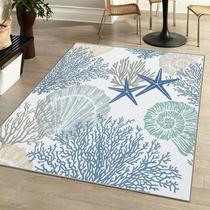 Tapete Area Tritard Coastal Nautical Beach com tema 8x10 azul