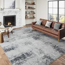 Tapete Area WondRg lavável 5x7 pés cinza abstrato para sala de estar Tapete Area WondRg lavável 5x7 pés cinza abstrato para sala de estar