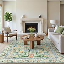 Tapete Area Wonnitar, lavável à máquina, 9 x 12 pés, sala de estar verde