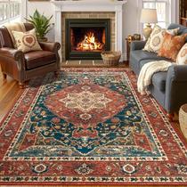 Tapete Area YJ.GWL lavável à máquina de 5 x 7 pés para sala de estar vermelho