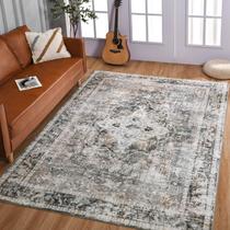 Tapete Area YOH Boho Lavável 150x210 cm Cinza Carvão Vintage Tapete Area YOH Boho Lavável 150x210 cm Cinza Carvão Vintage