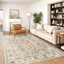 Tapete Area Zesthome, lavável, 5 x 7 pés, resistente a manchas, vintage