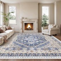 Tapete Area zesthome Resistente a Manchas Lavável 240x360cm Azul/Bege