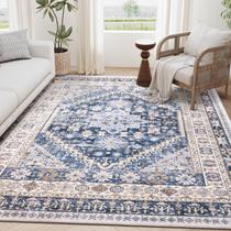 Tapete Area zesthome Ultrafino Lavável 150x210 cm Azul/Bege