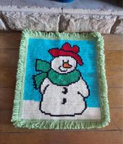Tapete Arraiolo Boneco de Neve 45x48cm - Decoração Natalina