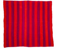 Tapete Artesanal Lã de Ovelha Listrado Laranja e Roxo 1.55X1.67M