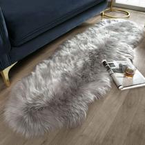 Tapete Ashler Faux Fur Fluffy Shaggy 60x180cm cinza lavável à máquina