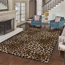 Tapete Aukb com estampa de leopardo 120 x 180 cm, lavável, antiderrapante, macio