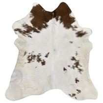Tapete Autêntico de Couro Bovino Natural Branco Marrom 90x95
