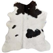 Tapete Autêntico de Couro Bovino Natural Branco Preto 87x97