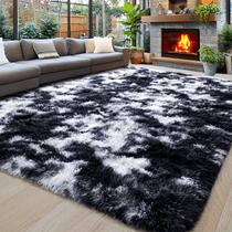 Tapete Awaytail Ultra Soft Fluffy 8x10 pés preto e branco Tapete Awaytail Ultra Soft Fluffy 8x10 pés preto e branco