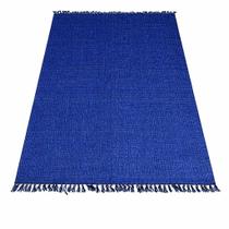 Tapete Azul 2,00 X 1,50 Sala Quarto Artesanal Algodão Liso