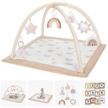 Tapete Baby Play Gym Lavável para Tummy Time com 6 brinquedos e 12 cartões