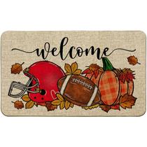 Tapete Baccessor Football Pumpkin Capacho antiderrapante 43x74 cm