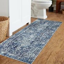 Tapete Bathroom Runner Morebes 61x152 cm, antiderrapante, azul profundo