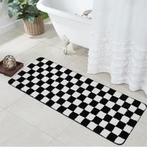 Tapete Bathroom Runner Uphome Preto Branco Xadrez 45x120cm