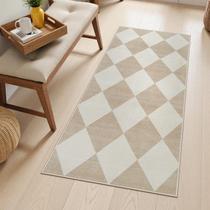 Tapete Beeiva Checkered Lavável Runners 61x122cm Poliéster Bege Tapete Beeiva Checkered Lavável Runners 61x122cm Poliéster Bege