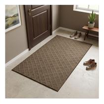 Tapete Bege Geométrico 87x160 Poliéster Aveludado para Quarto e Sala Tapete Bege Geométrico 87x160 Poliéster Aveludado para Quarto e Sala