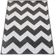 Tapete Belga Geométrico Premium Chevron Zigzag Preto Branco 1,00 x 1,50m Tapete Belga Geométrico Premium Chevron Zigzag Preto Branco 1,00 x 1,50m