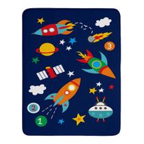 Tapete Belga Kids Infantil Divertido Quarto Criança Bebe Astronauta Foquete Antiderrapante Emborrachado