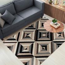 TAPETE BELLUNO SALA QUARTO ESCRITÓRIO 2,0x2,40 ESTAMPADO GRANDE ANTIDERRAPANTE - QUADRADO COLORIDO