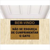 Tapete Bem Vindo Não Se Esqueça De Cumprimentar o Gato Pet.