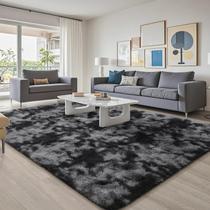 Tapete BENRON 152x244cm Fluffy Tie-Dye Preto Lavável