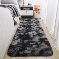 Tapete BENRON 61x183 cm, macio, lavável, fofo, tie-dye preto