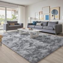 Tapete BENRON Fluffy 152x244 cm Lavável Cinza Tie-dye