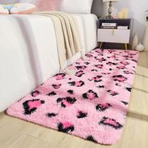 Tapete BENRON Pink Runner para quarto de meninas com estampa de leopardo 60x180cm