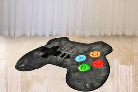 tapete big controle infantil pelucia sala quarto 68 x 78 antiderrapante slim preto botões coloridos - BM