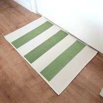 Tapete Boho Listrado 45x70cm Natural/Verde - Antiderrapante