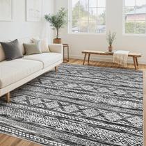 Tapete Boho Marroquino Macio Lavável Tortania 127x203 cm Preto e Branco Tapete Boho Marroquino Macio Lavável Tortania 127x203 cm Preto e Branco