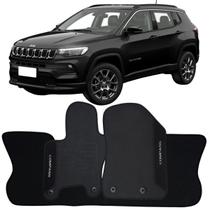 Tapete Borracha Compass 2016 à 2025 Preto Pvc Logo Bordado Jogo 3 Peças Personalizado Automotivo