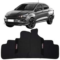 Tapete Borracha Cronos 2018 à 2024 Preto Pvc Logo Bordado Jogo 3 Peças Ecotap W6380 Automotivo Wave