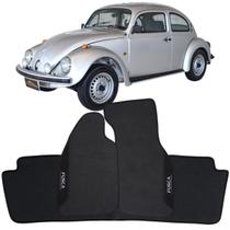 Tapete Borracha Fusca 1951 à 1996 Preto Pvc Logo Bordado Jogo 3 Peças Ecotap W5999 Automotivo Wave
