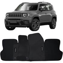 Tapete Borracha Renegade 2015 à 2025 Preto Pvc Logo Bordado Jogo 3 Peças Personalizado Automotivo