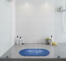 Tapete box banheiro antiderrapante com ventosas azul 61x33cm Tapete box banheiro antiderrapante com ventosas azul 61x33cm