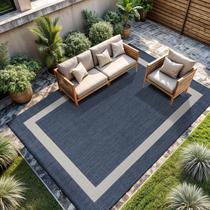 Tapete CAMILSON para Área Externa 183x274 cm Impermeável Azul com Branco Tapete CAMILSON para Área Externa 183x274 cm Impermeável Azul com Branco