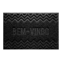 Tapete Capacho 40x60 Emborrachado Para Porta Antiderrapante Cor Preto Desenho Do Tecido Zigzag
