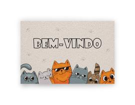 Tapete Capacho 60x90cm Personalizado BEM-VINDO + GATOS