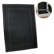 Tapete Capacho Antiderrapante Multiuso Borracha Retangular 52x37cm Entrada Banheiro Lavável Preto