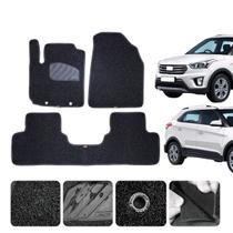 Tapete capacho automotivo compatível com Creta 2022 a 2026 Com Traseiro Inteiriço Impermeável Sob Medida 3 pçs