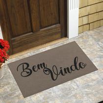 Tapete Capacho Bege Bem Vindo Preto - Antiderrapante