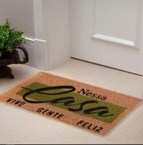 Tapete Capacho Bem Vindo Antiderrapante Fibra De Coco Decoração para Porta 30x60cm